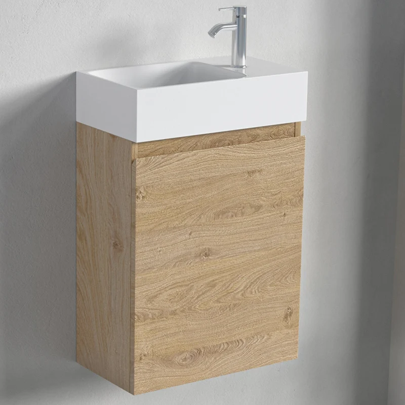 MALIBU Licht Eiken - Wastafel Wit - 40cm