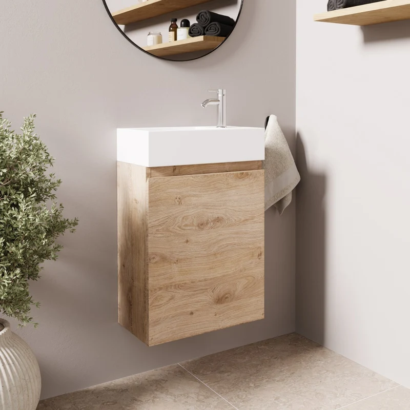 MALIBU Licht Eiken - Wastafel Wit - 40cm