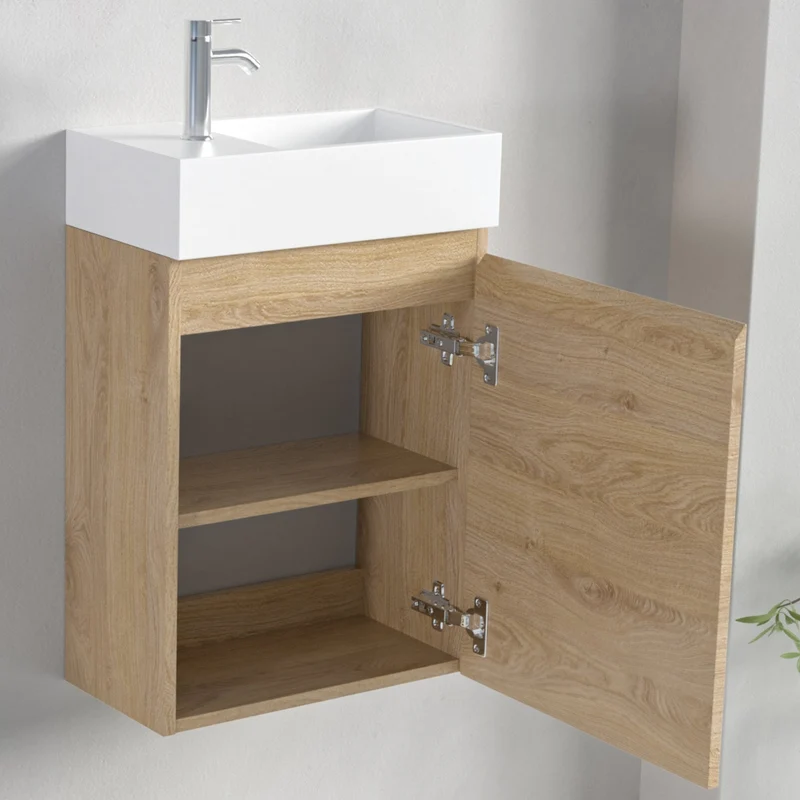 MALIBU Licht Eiken - Wastafel Wit - 40cm