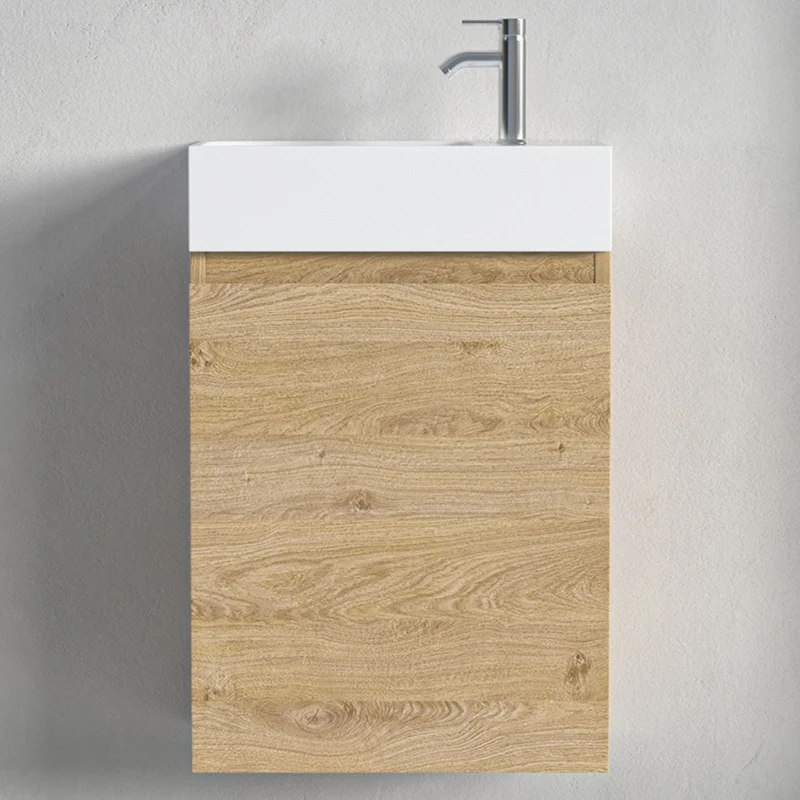 MALIBU Licht Eiken - Wastafel Wit - 40cm