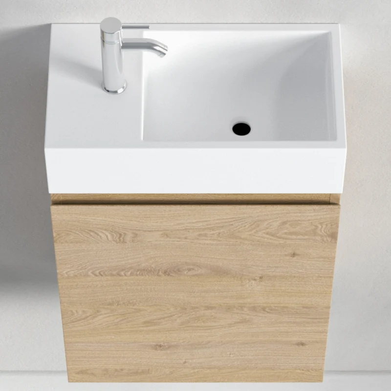MALIBU Licht Eiken - Wastafel Wit - 40cm