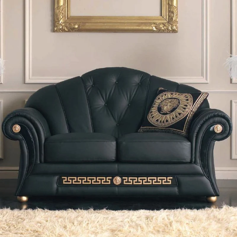 Couchgarnitur Prestige Leder Schwarz