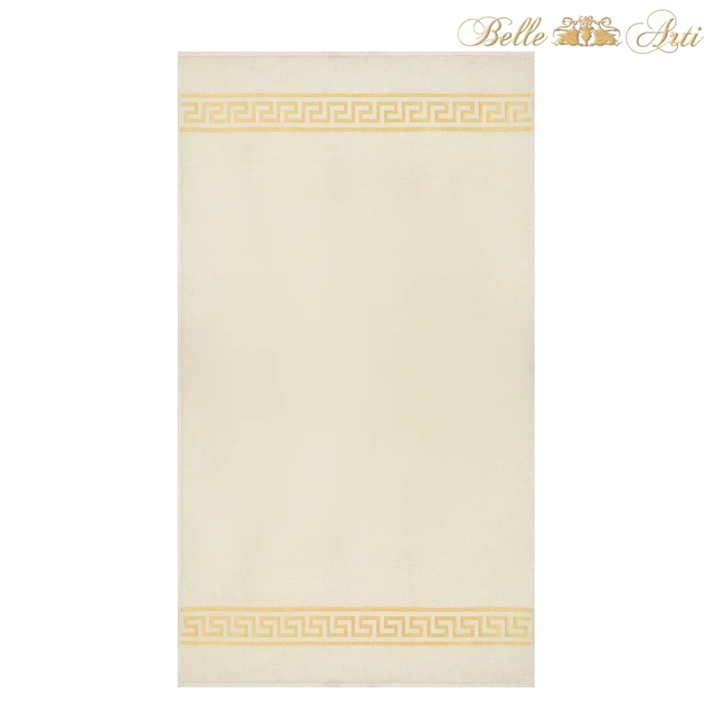 Premium Handtücher Mäander in beige gold - 100% Baumwolle Frottee - Stickerei