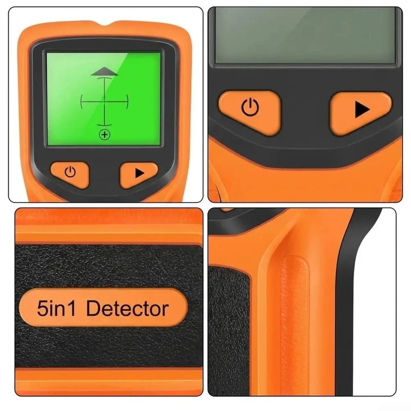 Total Game Changer Five In One Stud Finder Wall Scanner With Bright LCD Screen For Pinpointing Wood Studs Live AC Cables And Pipes Behind Drywall Dead Accurate Deep Scan Range Up To 2 36 Inches Orange