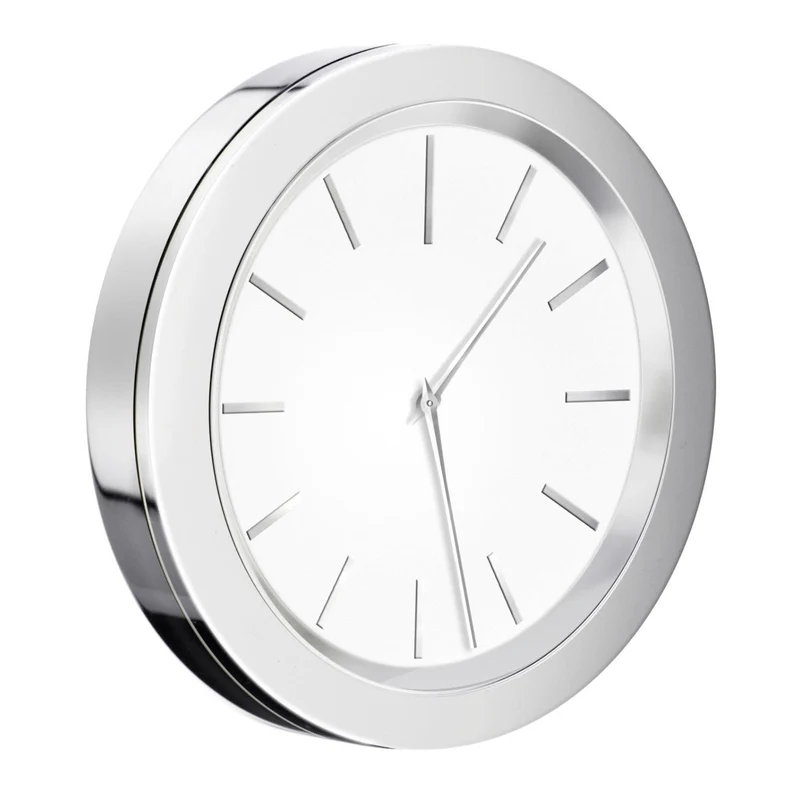 TIME Badezimmeruhr, selbstklebend, Chrom poliert, schwarzes oder weißes Zifferblatt, Art.Nr. YK3802