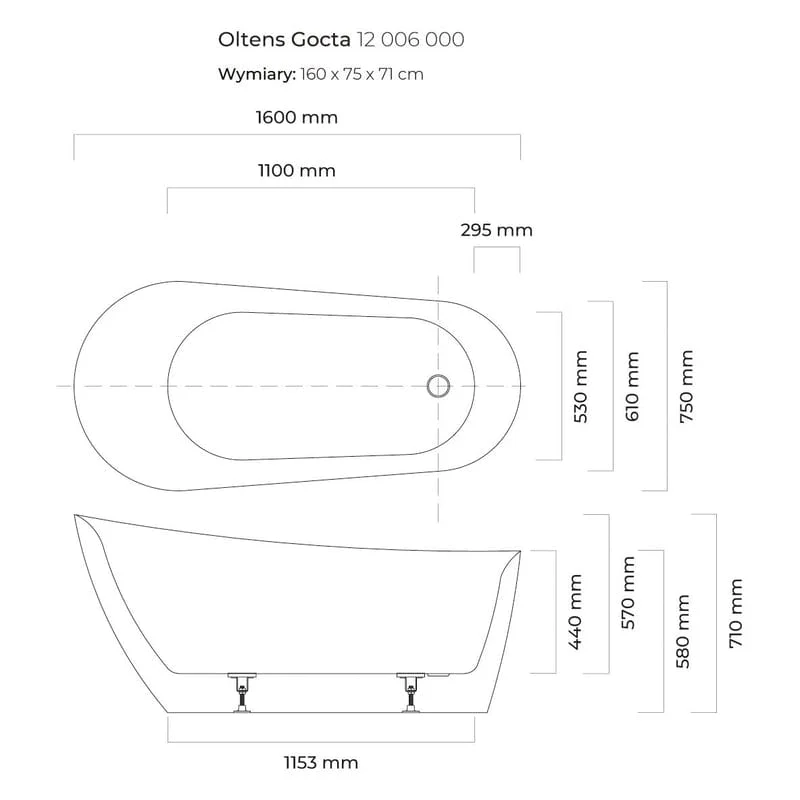 OLTENS Gocta freistehende Badewanne oval
