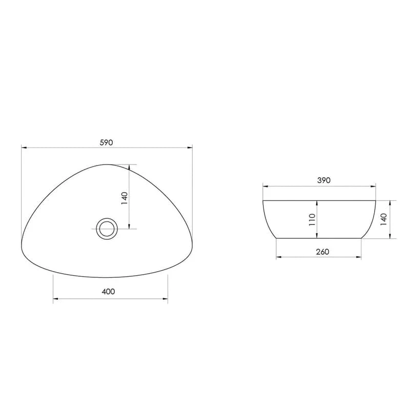 OLTENS Vala Aufsatzwaschbecken Sonderform 59 x 39 cm, mit SmartClean