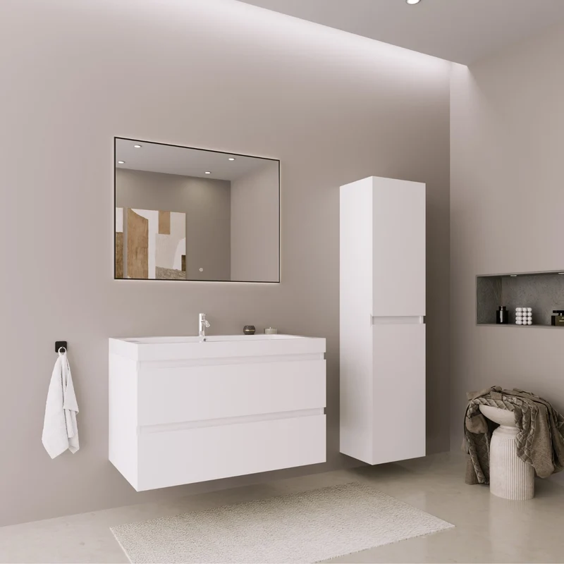 MONACO Glanzend Wit - Wastafel Wit - 80cm