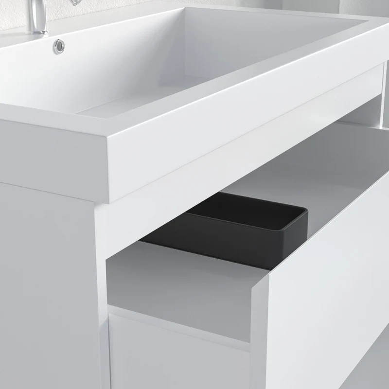 MONACO Glanzend Wit - Wastafel Wit - 80cm