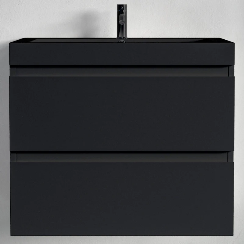 MONACO Mat Zwart - Wastafel Zwart - 60cm