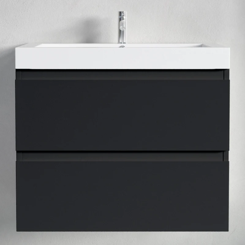 MONACO Mat Zwart - Wastafel Wit - 60cm