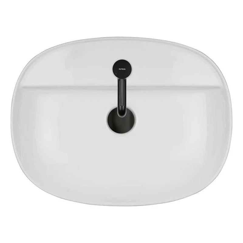 OLTENS Hamnes Thin Aufsatzwaschbecken oval mit Hahnloch