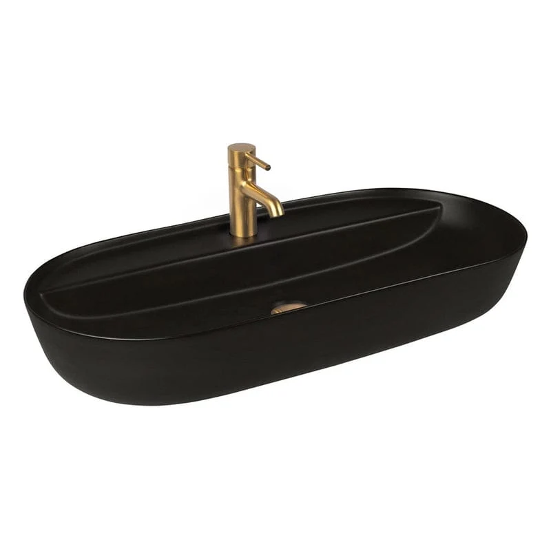 OLTENS Hamnes Thin Aufsatzwaschbecken oval mit Hahnloch