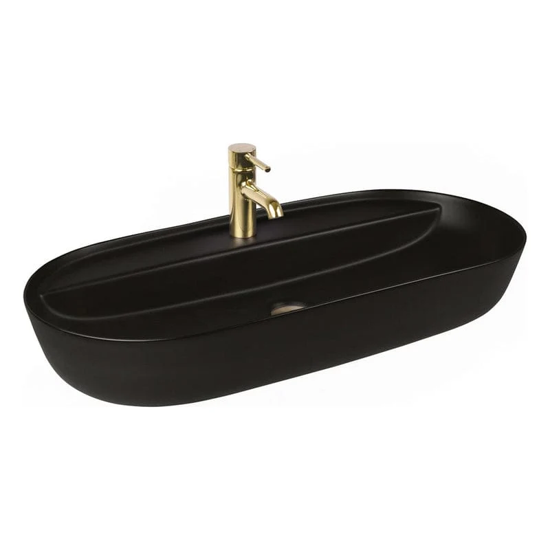 OLTENS Hamnes Thin Aufsatzwaschbecken oval mit Hahnloch