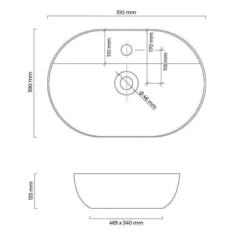 OLTENS Hamnes Thin Aufsatzwaschbecken oval mit Hahnloch