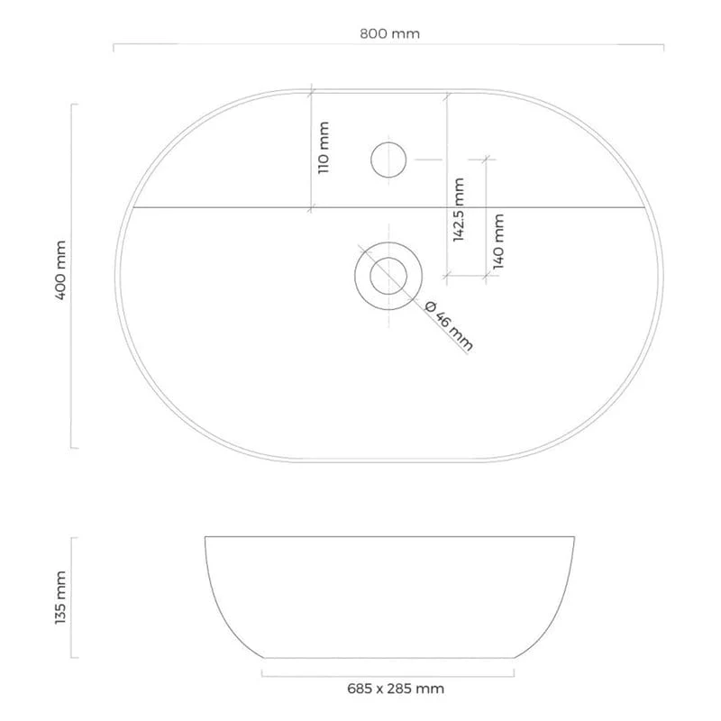 OLTENS Hamnes Thin Aufsatzwaschbecken oval mit Hahnloch