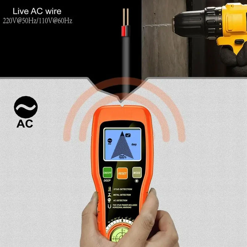 Seven In One Wall Detector With Smart Sensor Handheld Stud Finder For Live AC Wires Wood Studs And Pipes Backlit LCD Screen Audio Alert Built In Level Slick Pro Gear That Is Absolute Clutch For Any Repair Work