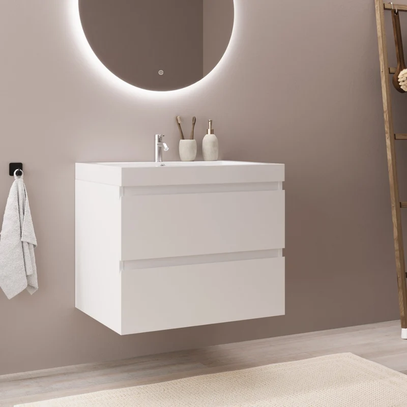 MONACO Glanzend Wit - Wastafel Wit - 60 cm