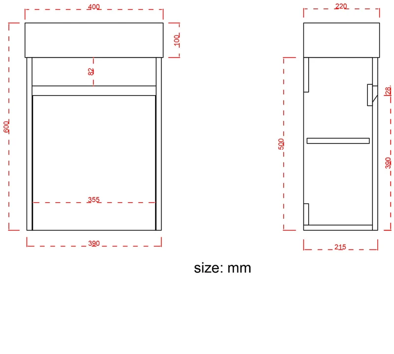 IBIZA Zwart Eiken - Wastafel Wit - 40cm