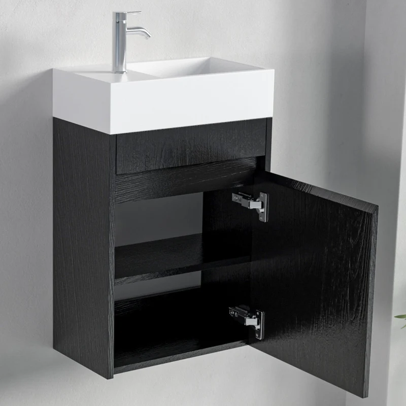 IBIZA Zwart Eiken - Wastafel Wit - 40cm