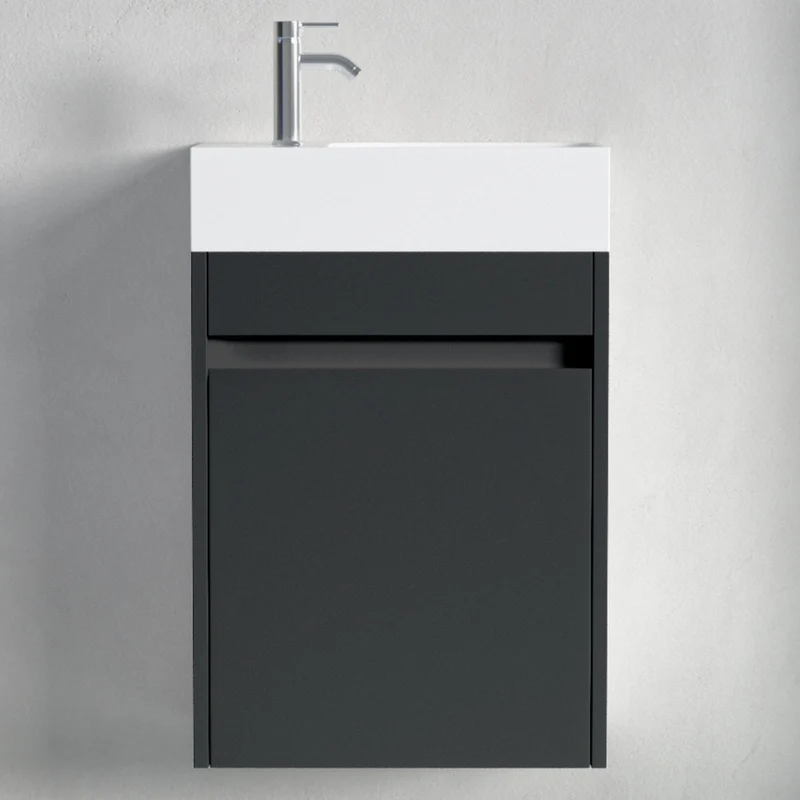 IBIZA Mat Zwart - Wastafel Wit - 40cm