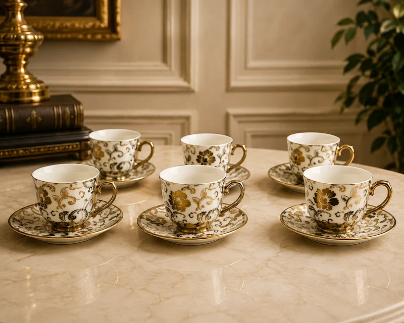 Set Espresso Tassen mit Blumenmuster