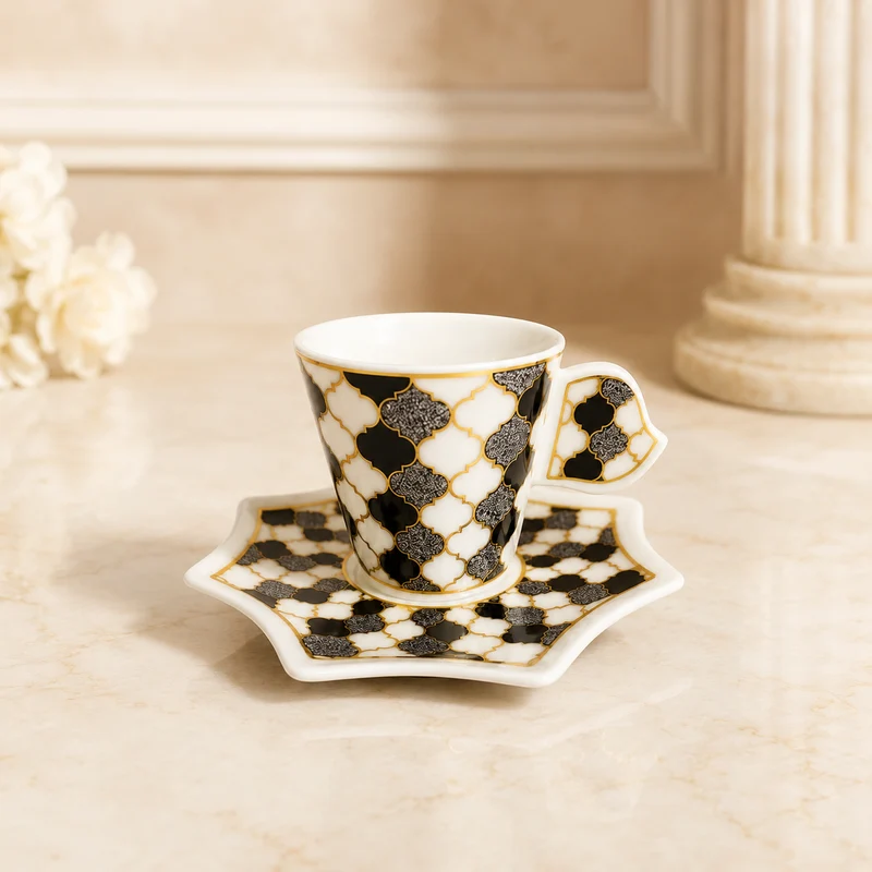 Feine Espresso Tassen mit geometrischem Muster