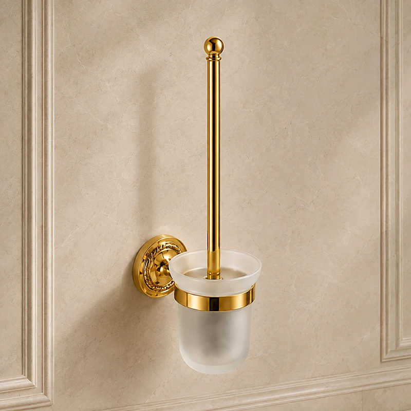 WC- Toilettenbürste mit Halterung aus Messing und Glas Verona - Wandmontage, elegant und rostfrei