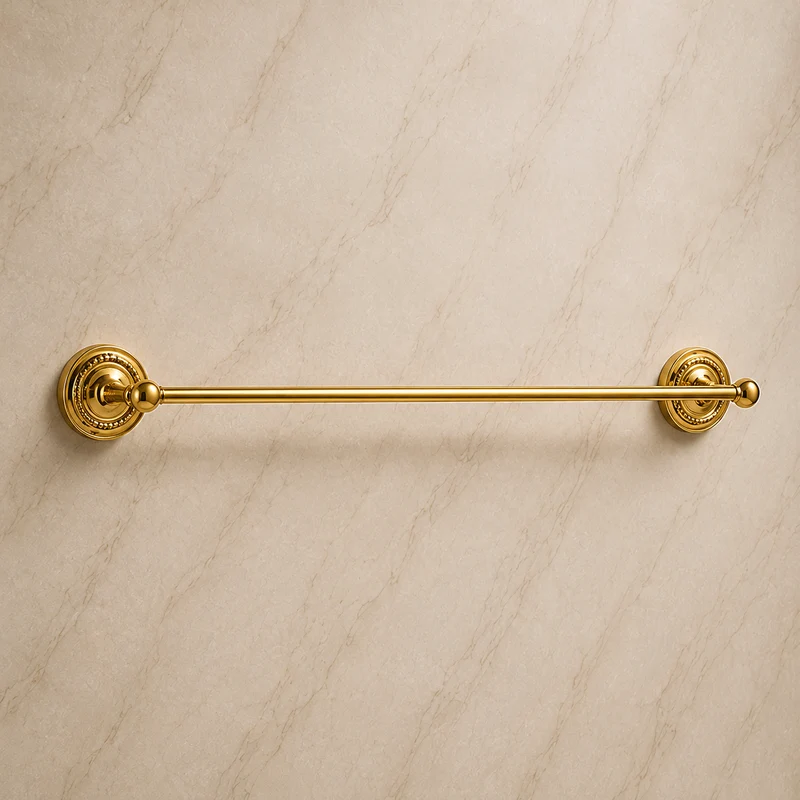Luxus Handtuchstange aus Messing Verona - rostfrei & gold poliert - Wandbefestigung - 60 cm