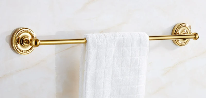 Luxus Handtuchstange aus Messing Verona - rostfrei & gold poliert - Wandbefestigung - 60 cm