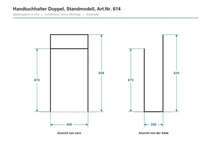 Handtuchhalter Doppel, Standmodell, Art.Nr. 614