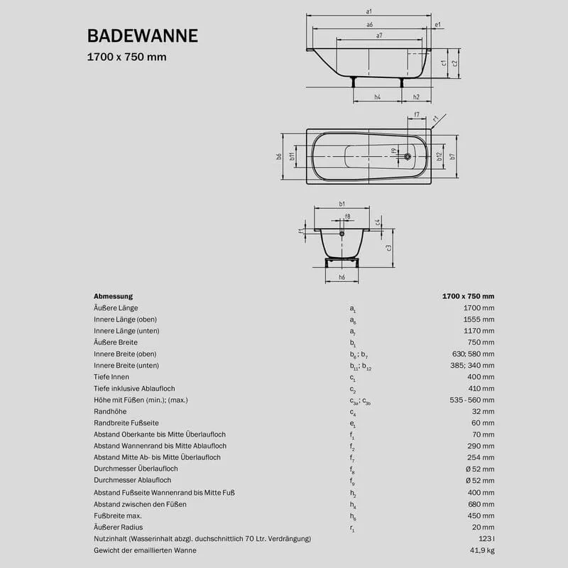 STUROTEC Sturoform Rechteck-Badewanne