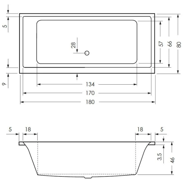 STEINKAMP Life Badewanne 180 x 80 cm