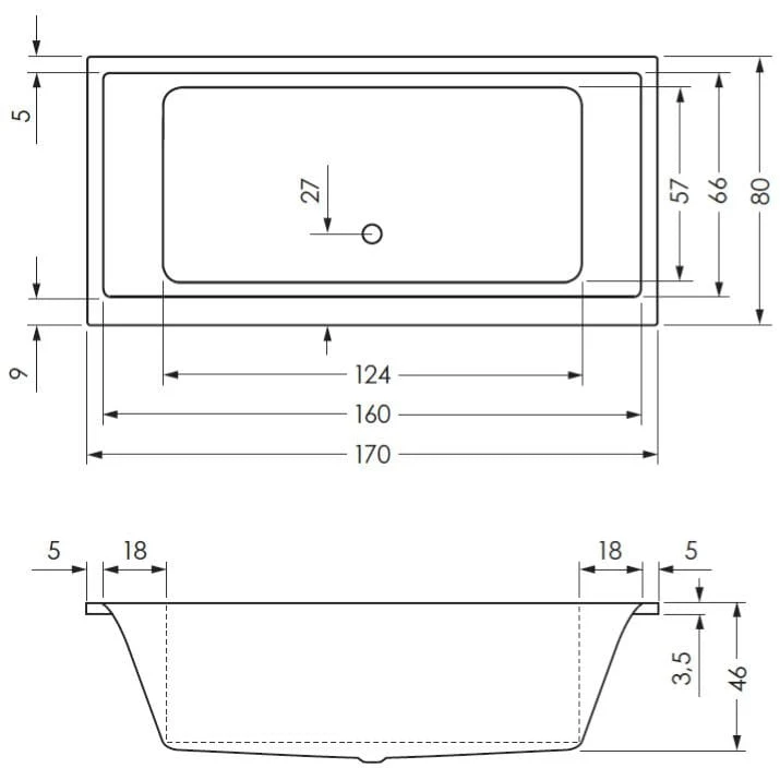 STEINKAMP Life Badewanne 170 x 80 cm