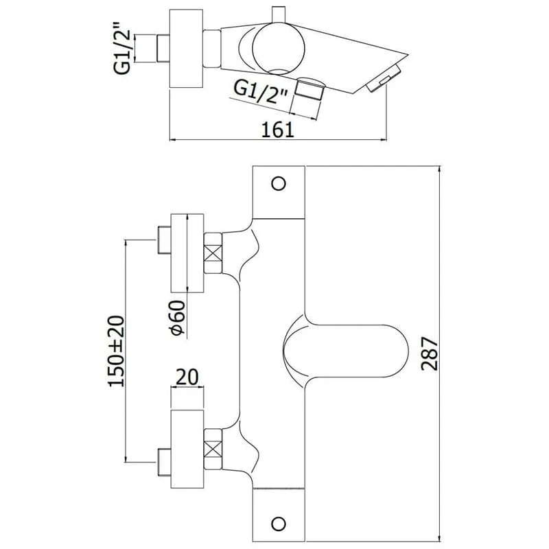 KRONENBACH Krontherm 1000 Aufputz-Wannenthermostat
