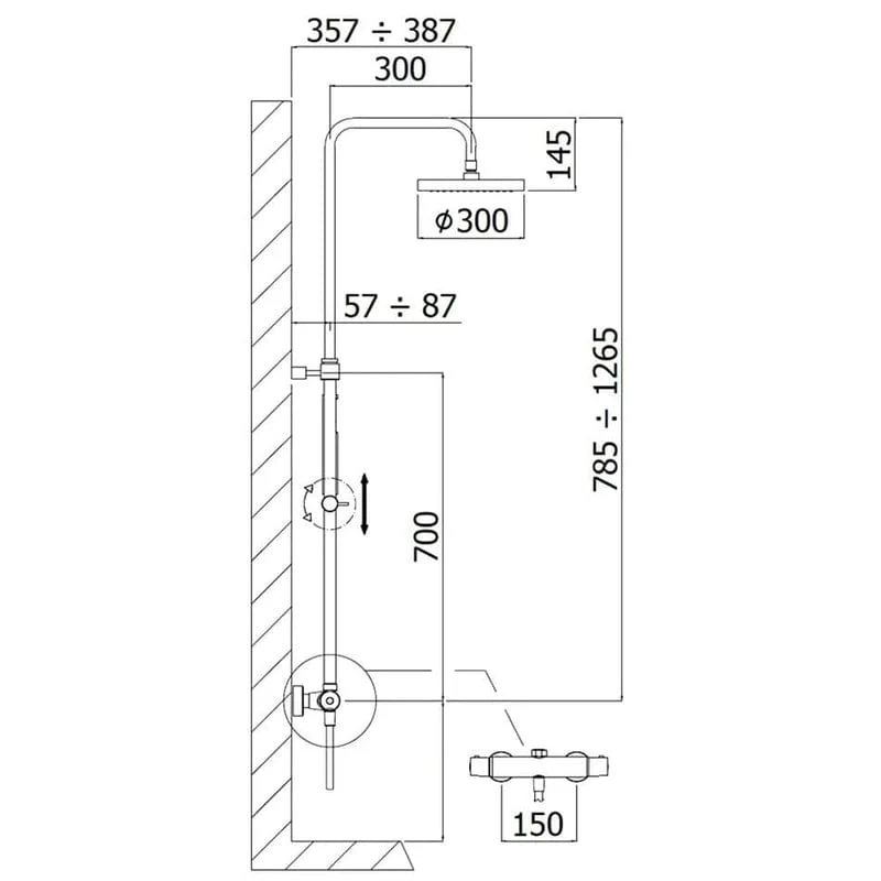 KRONENBACH Duschsystem Aufputz mit Thermostat und Kopfbrause