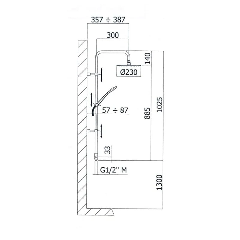 KRONENBACH Duschsystem Aufputz ohne Armatur, mit Kopfbrause Ø 22,5 cm, rund