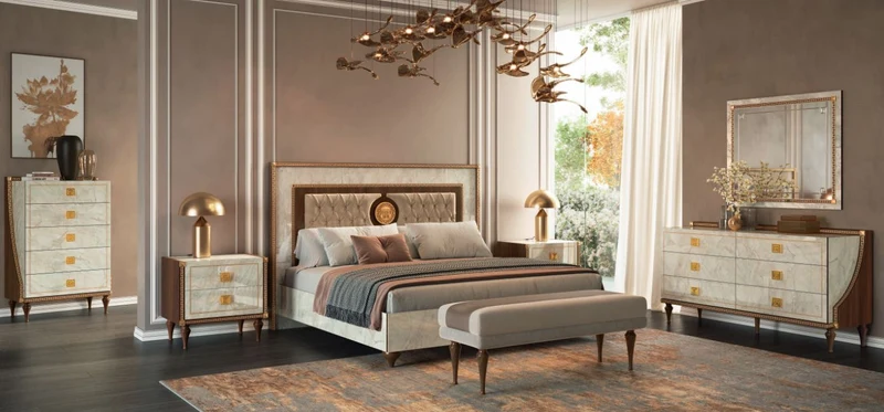 Schlafzimmer Romantica in Marmor Optik