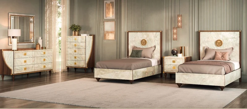 Schlafzimmer Romantica in Marmor Optik