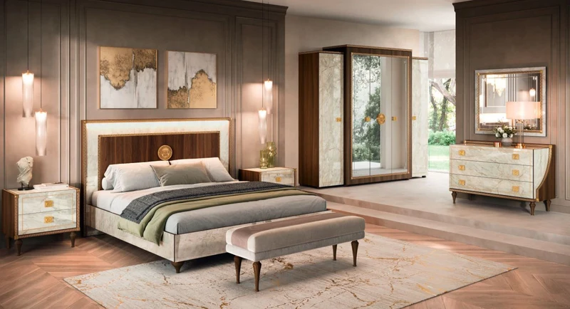 Schlafzimmer Romantica in Marmor Optik