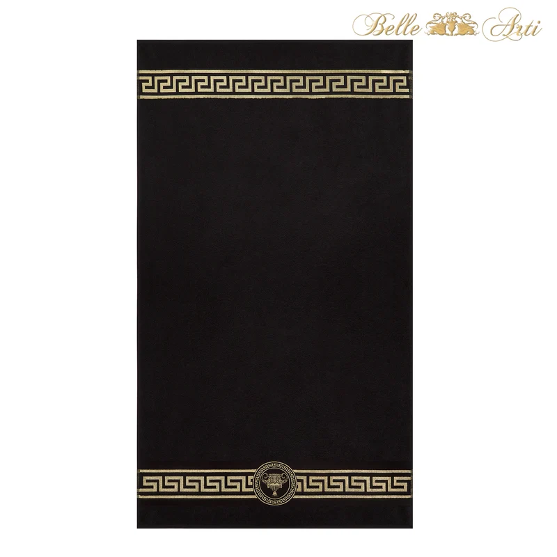 Luxus Handtücher Mäander Amphore in schwarz gold - 100% Baumwolle - weich und saugstark