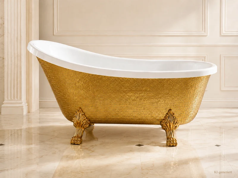 Luxus Badewanne Gold mit Pop-Up Abfluss