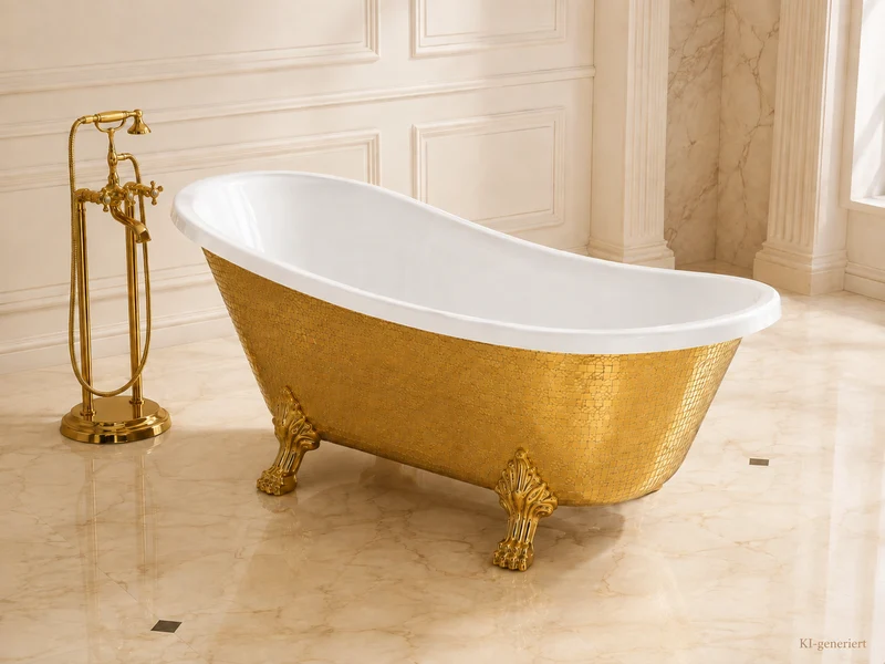 Luxus Badewanne Gold mit Pop-Up Abfluss
