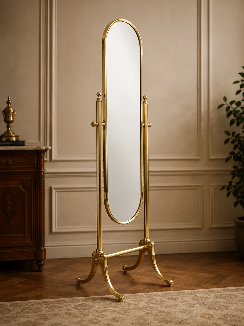 Standspiegel Barock aus Messing