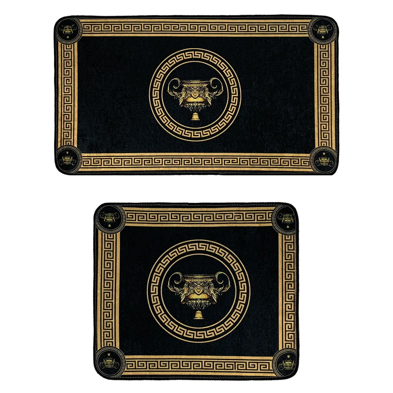 Badgarnitur Amphore in schwarz gold - waschbar, saug- und rutschfest