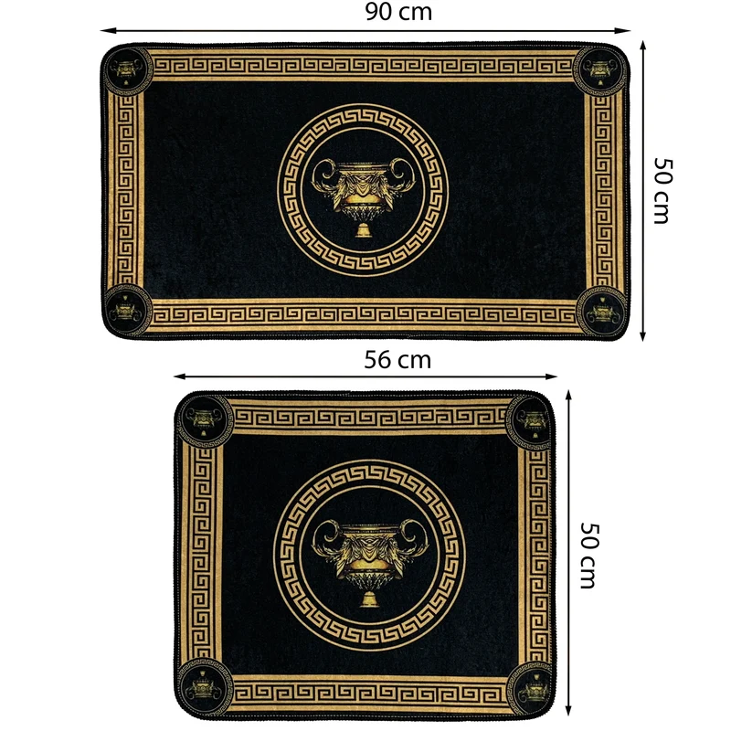 Badgarnitur Amphore in schwarz gold - waschbar, saug- und rutschfest