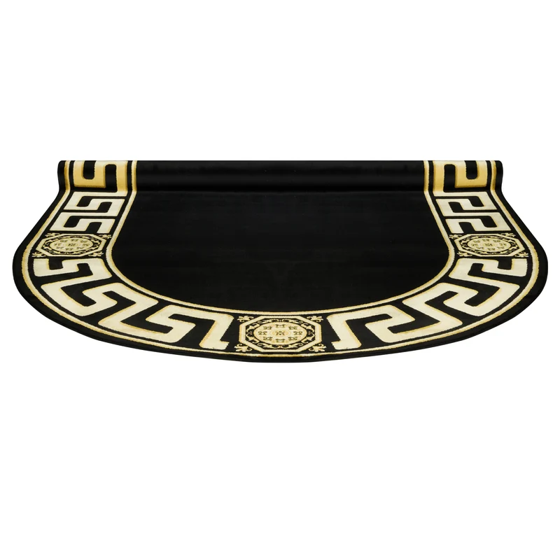 Teppich Oval Mäander Schwarz