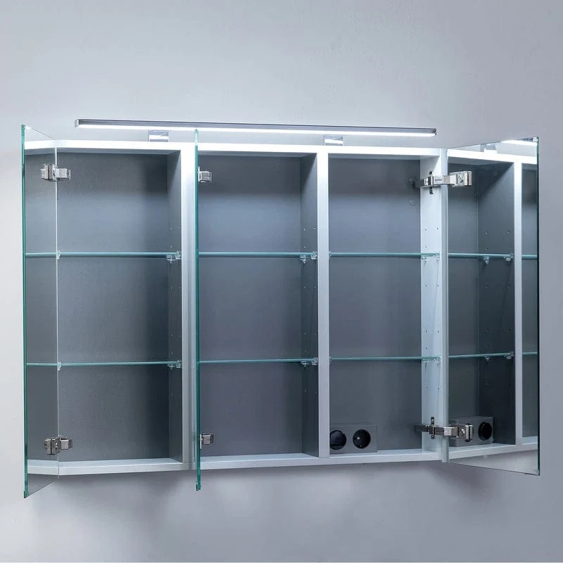 KRONENBACH Plana 2.0 Spiegelschrank 90 cm mit 3 Türen und LED-Aufsatzleuchte