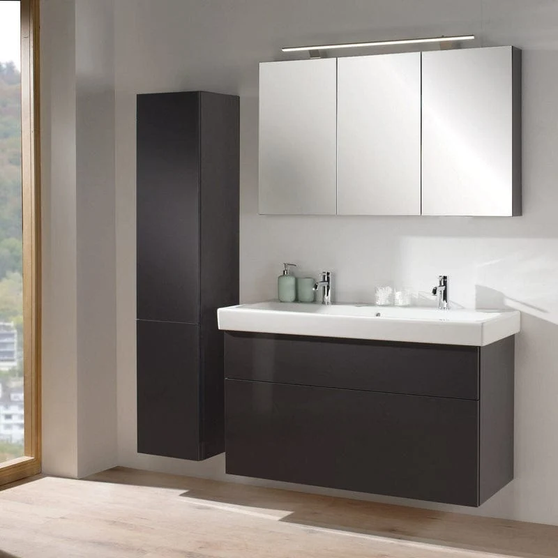 KRONENBACH Plana 2.0 Spiegelschrank 90 cm mit 3 Türen und LED-Aufsatzleuchte