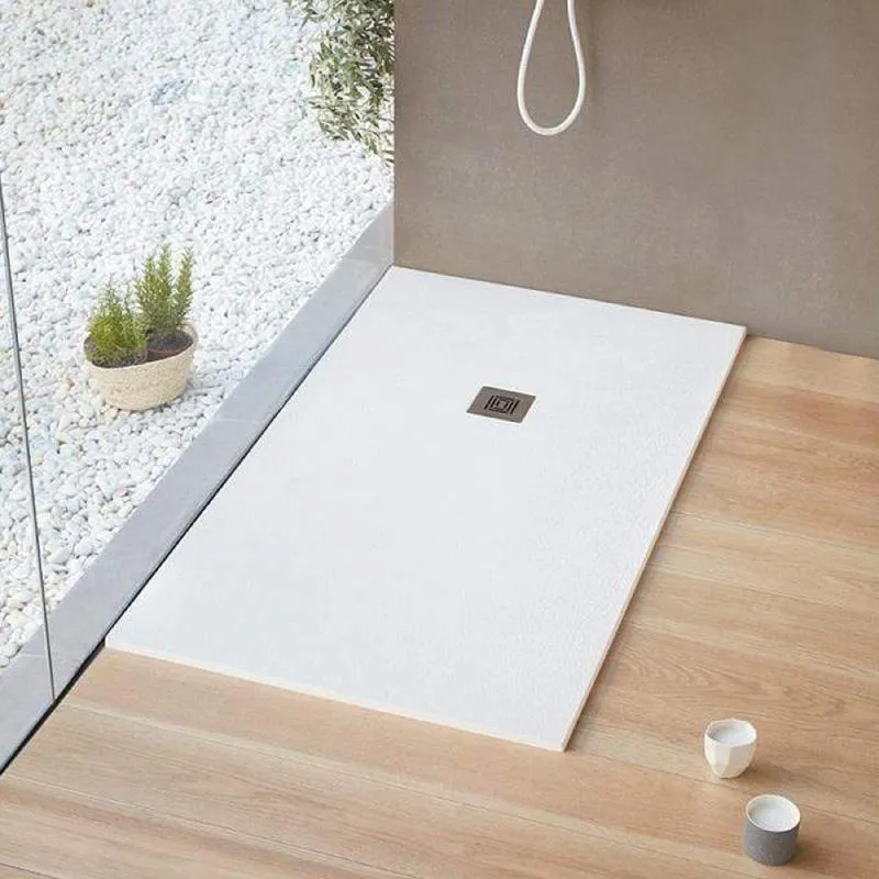 Sonderangebot - Extra flache Duschwanne LOGIC, Schieferoptik, WEISS 70x90cm